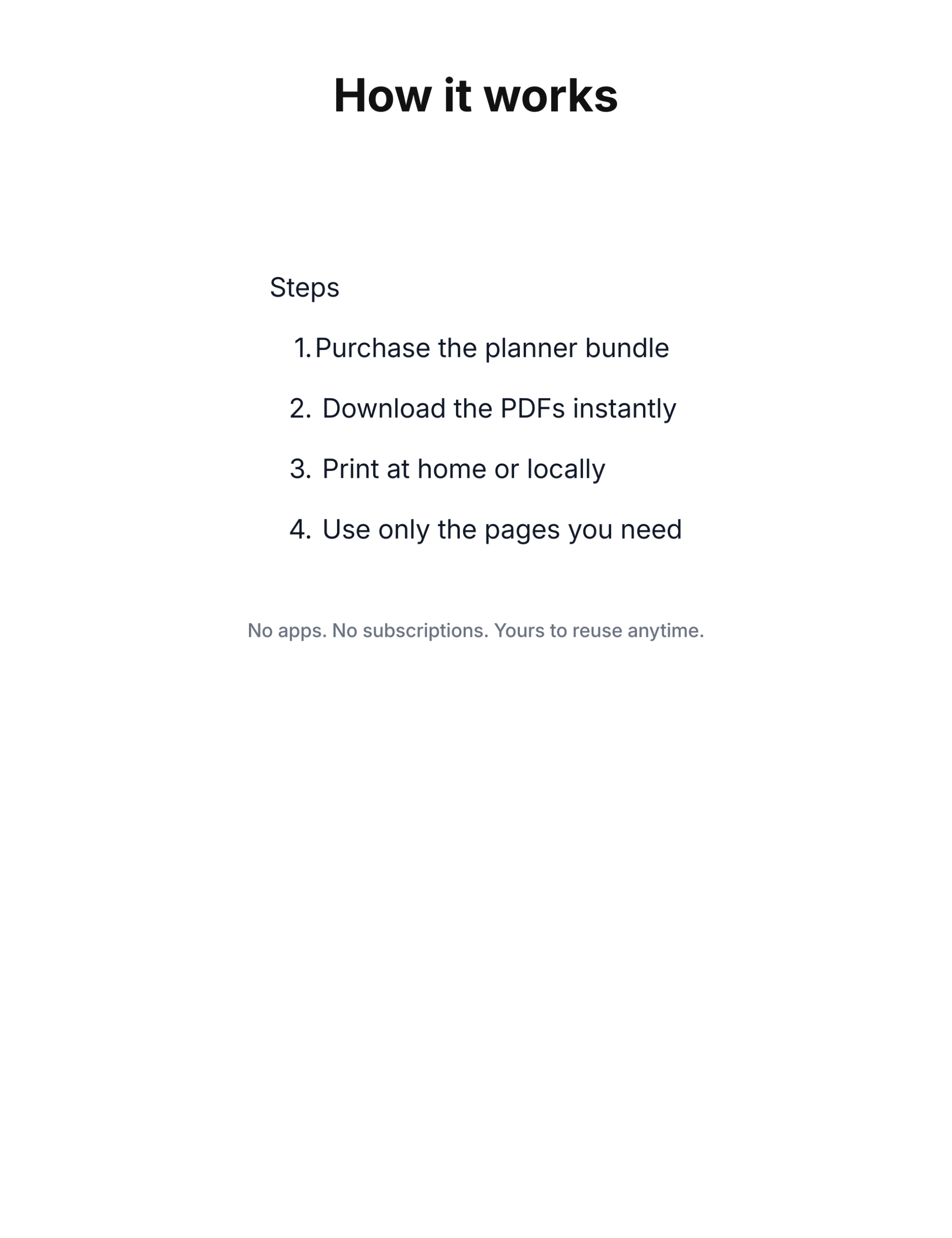 How it works - Minimal Printable Planner Bundle