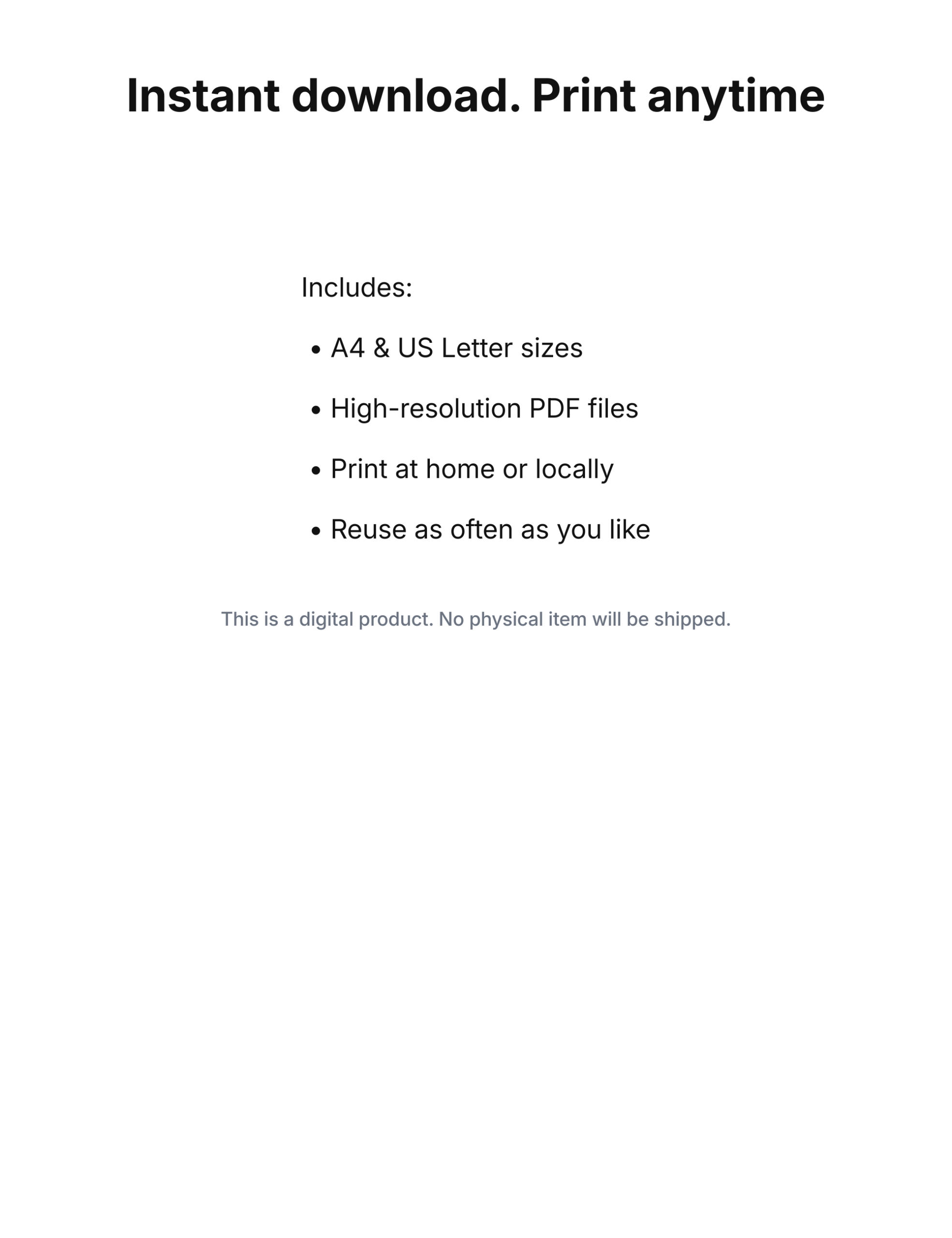 Instant download. Print anytime