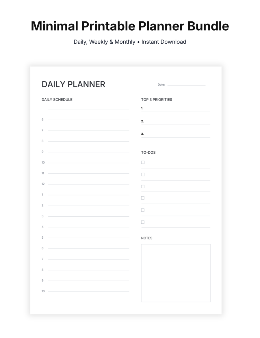 Minimal Printable Planner Bundle