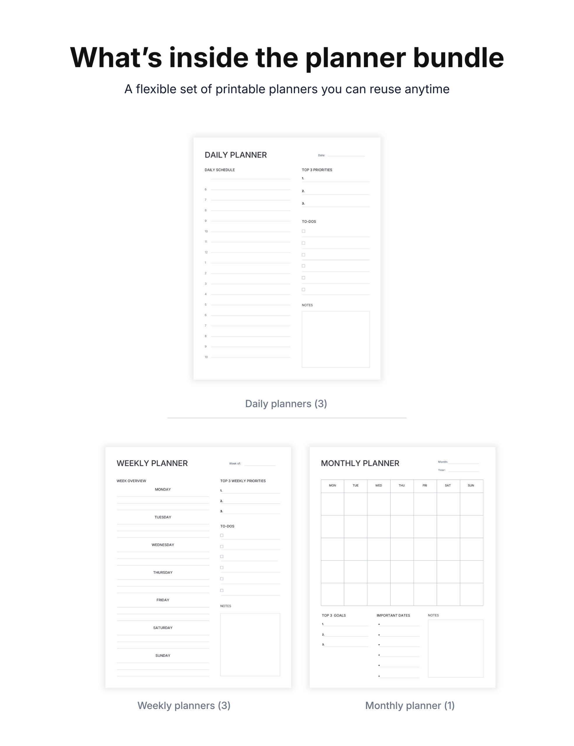 What’s inside the planner bundle
